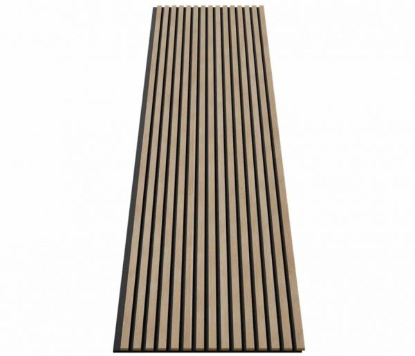 Акустическая панель, черный войлок, 2750х600х19мм, рейки МДФ ясень Тирамису